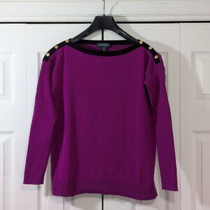 Lauren Ralph Lauren Petite Women's Purple Sweater Boat Neck - Size M